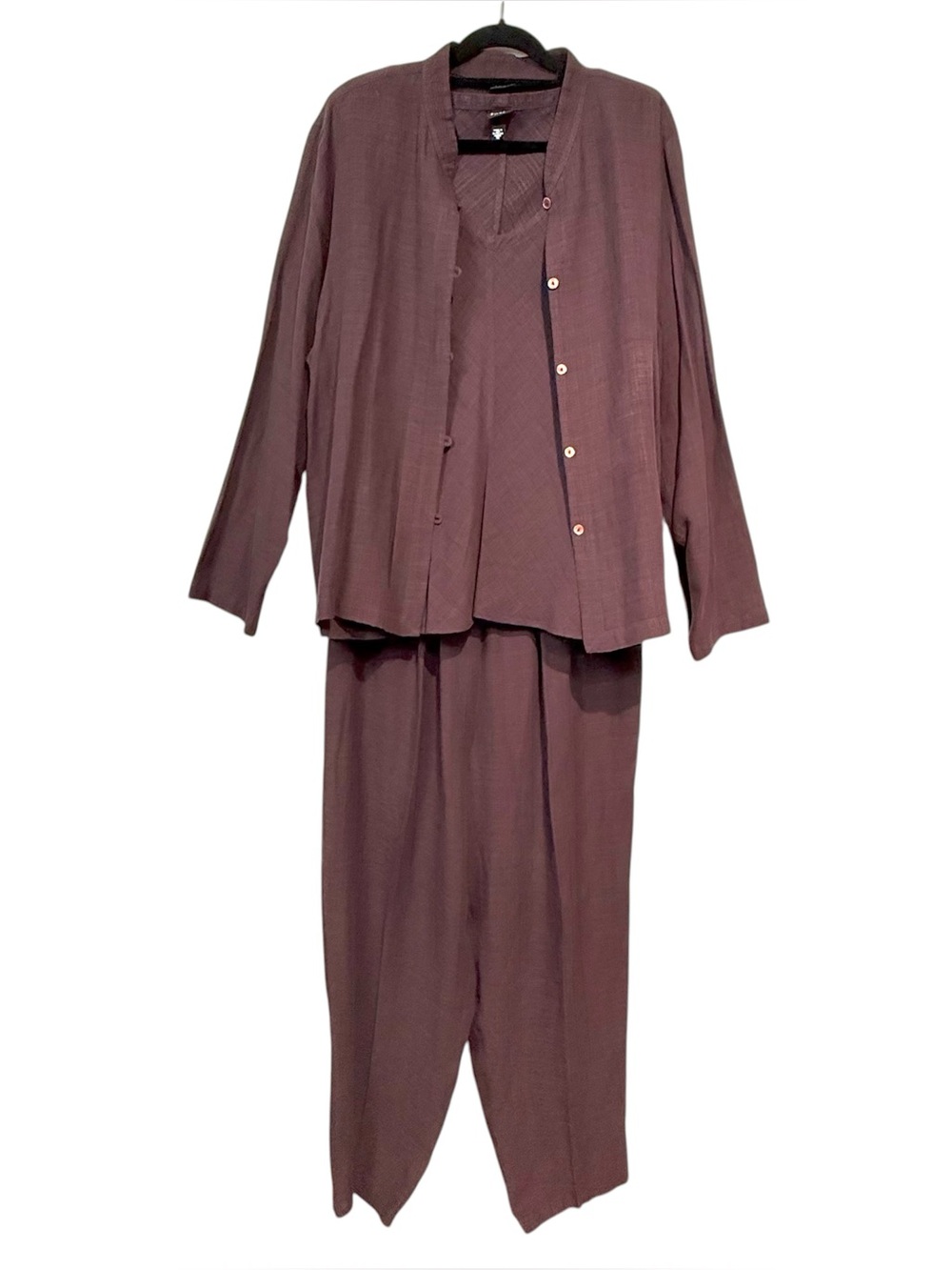 Eileen Fisher Linen Sheen 3 Piece Set 1X Plum Lagenlook